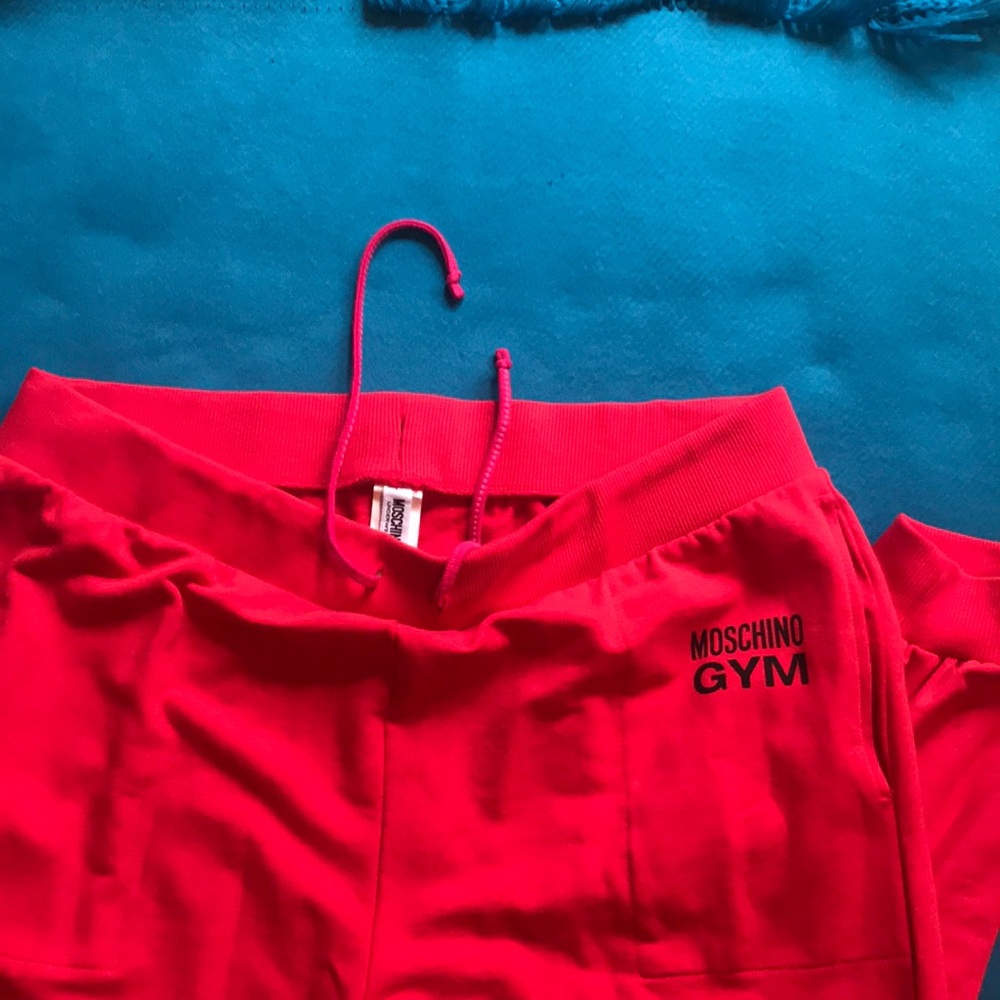 Red moschino sweat pants